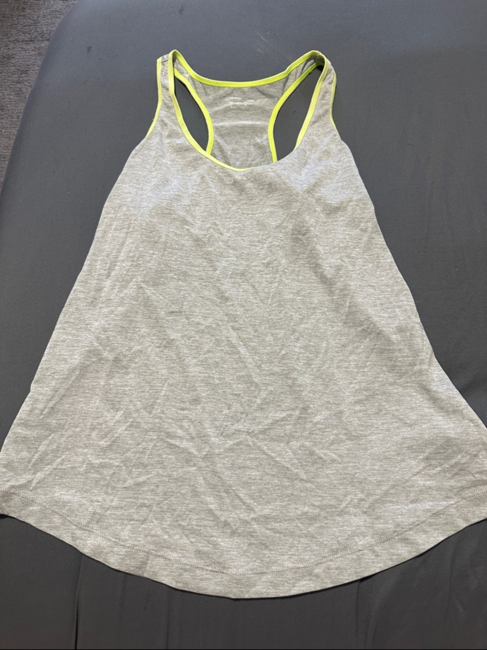 MTA Sport Gray Racerback Tank with Neon Yellow Trim